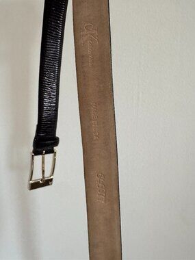 Vintage Calvin Klein Lizard Grain Black Leather Belt